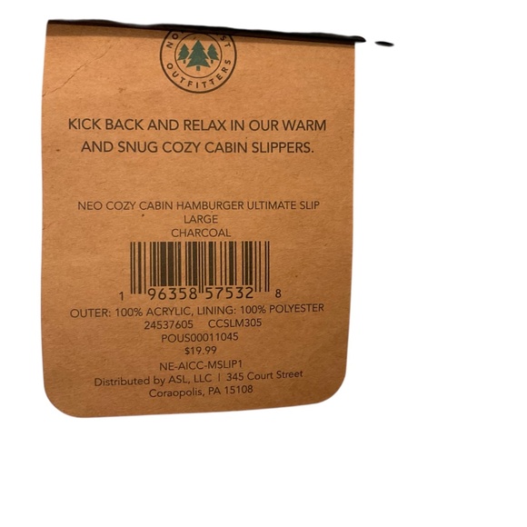 Northeast Outfitters Men's Cozy Cabin Slippers Sz L (8-12.5) Charcoal Non Slip - Picture 3 of 5